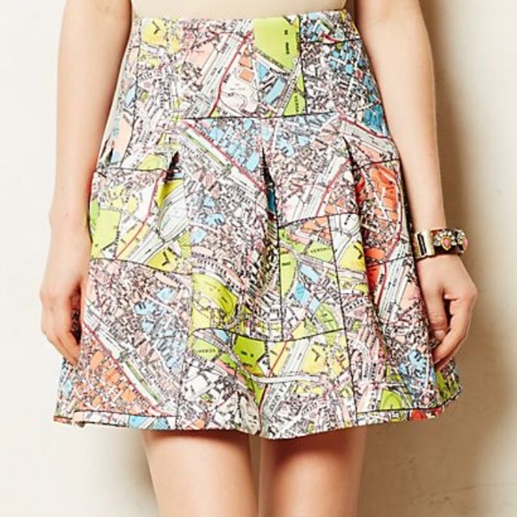 Anthropologie Maeve Carte neoprene Paris map skirt - Picture 3 of 8